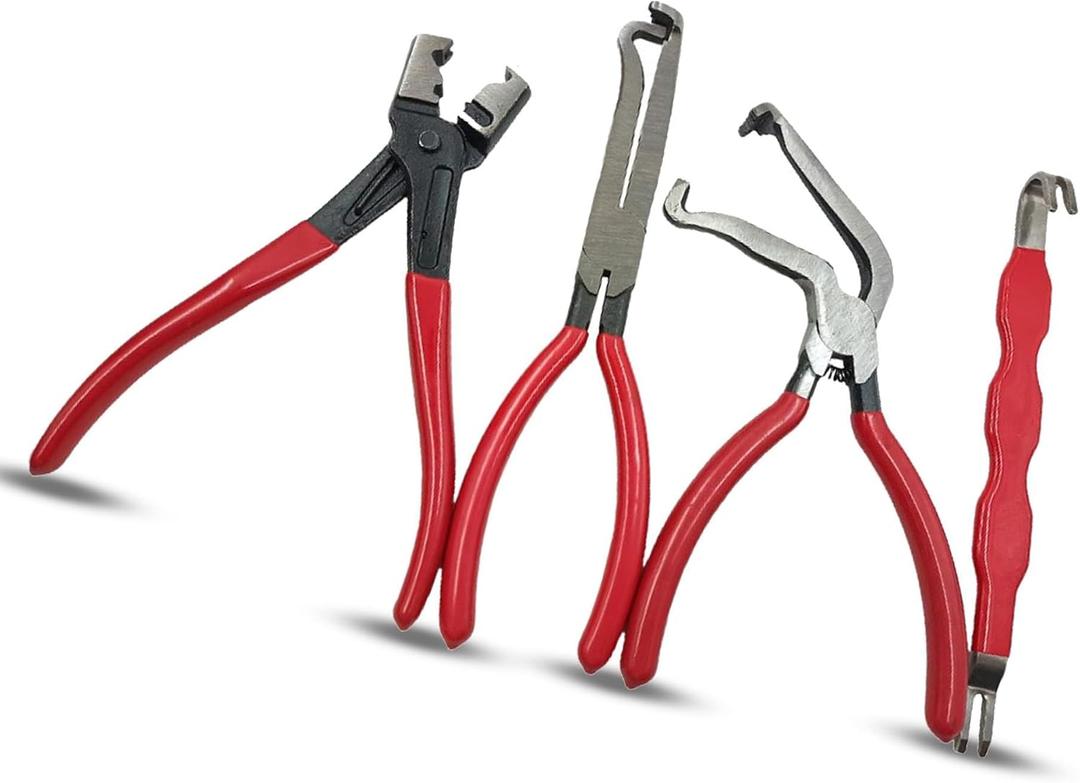 Electrical Disconnect Pliers for Cars 4-Piece - Electrical Connector Disconnect Tool Set, Automotive Plug Connector Separator Removal Tool & Hose Clamp Pliers (Straight+60 Degree)