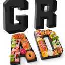 GRAD Set Cardboard Letter for Charcuterie 10.2'' Black Grad Fillable Tray Charcuterie Paper Box for Graduation Party Decorations Chocolate Candy Cupcake Container