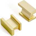Brushed Brass Kitchen Rectangle Cabinet Knobs 1.49 Inch 10 Pack