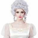 Rugelyss Vintage Short White Silver Curly Beehive Wig Updo Wigs for Women fits Halloween Party or Costume Wig Halloween Cosplay