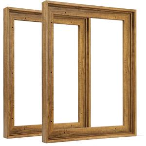 Floater Frame for 12x18 Canvas Painting, 2 Pack Complete Canvas Frame with 0.9 Deep for Oil Paintings Art Prints Artwork, Floating Frame for Landscape Portrait Room Wall Decor 
(Dark Brown)