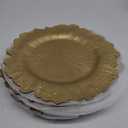 WUWEOT 12 Pack Gold Charger Plates, 12.7" Round Plastic Reef Plate Chargers with Flora Reef Design for Wedding Dinner Party Decoration