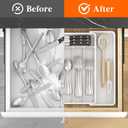 Lifewit Silverware Drawer Organizer, Expandable Utensil Tray for Kitchen, BPA Free Flatware and Cutlery Holder, Adjustable Plastic Storage for Spoons Forks Knives, 10.9"-17.5" x 13.7", White