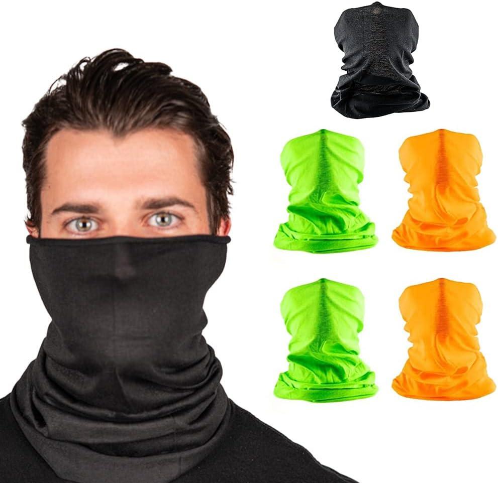 S A Company 5-Pack UV Face Shield | UV 30+ Multipurpose Neck Gaiter Balaclava for Adults (Perfect Job)