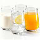 Modern Glass Drinking Cups Set, Clear Crystal Stemless Tumblers, 13.2 oz Capacity, 4.53 inch Height, 4 Pack (Transparent glass cup) Kitchen Water Iced Tea Juice Milk Beverage Glass