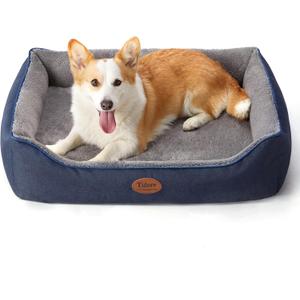 Tidore Orthopedic Dog Beds for Medium Dogs, Durable Egg Crate Foam Sofa Dog Bed wit Washable Removable Cover,Waterproof Lining,Pet Bed for Large Dogs (Navy Blue-Velvet, 31.5" L x 25.2" W x 7" Th)