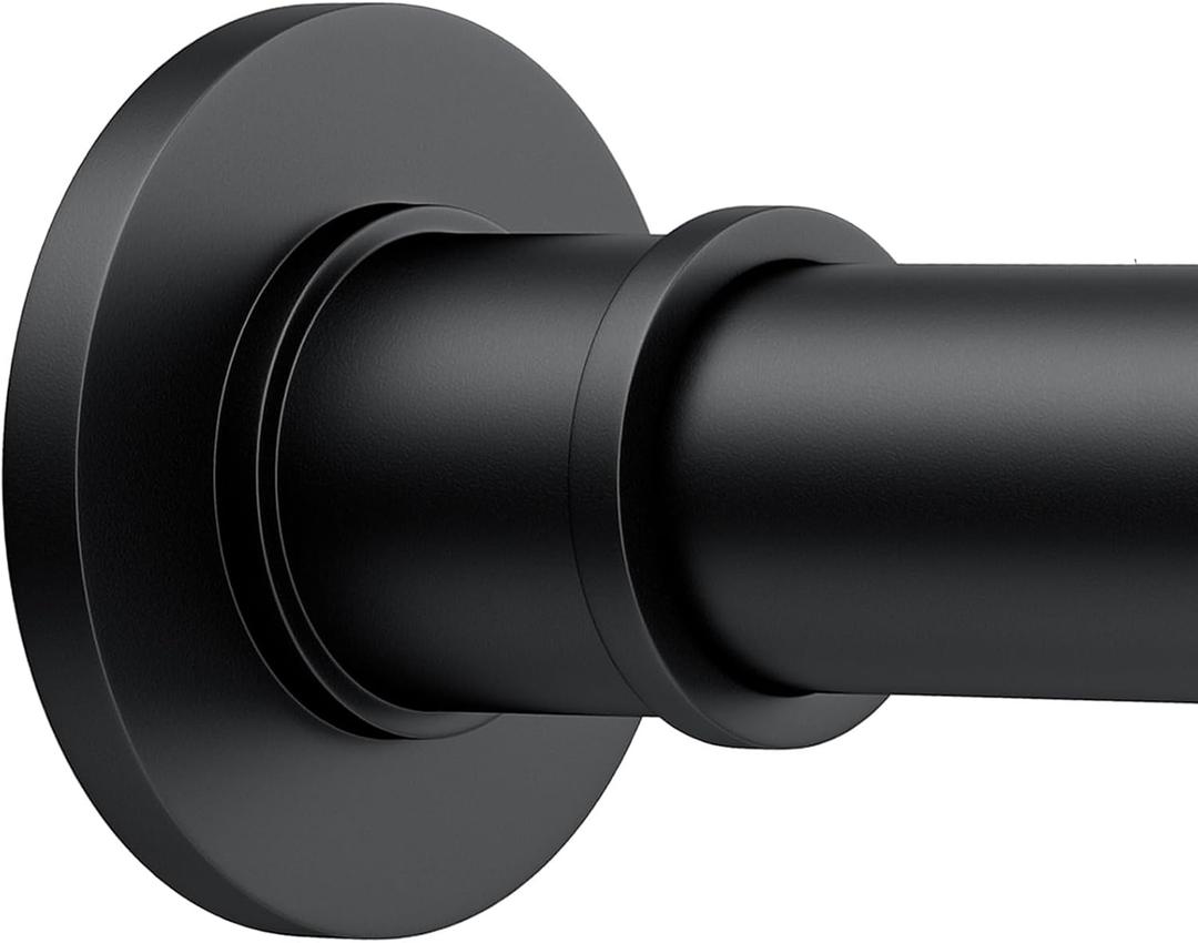 BRIOFOX Shower Curtain Rod Adjustable 18-64 Inch, No Drilling Non Slip Stainless Steel Spring Tension Curtain Rod for Window or Bathroom, Matte Black
