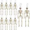 DECORLIFE 10 Pack 16" Skeletons Halloween Decorations, Full Body Plastic Skeletons with Posable Joints, Graveyard Haunted House Decor