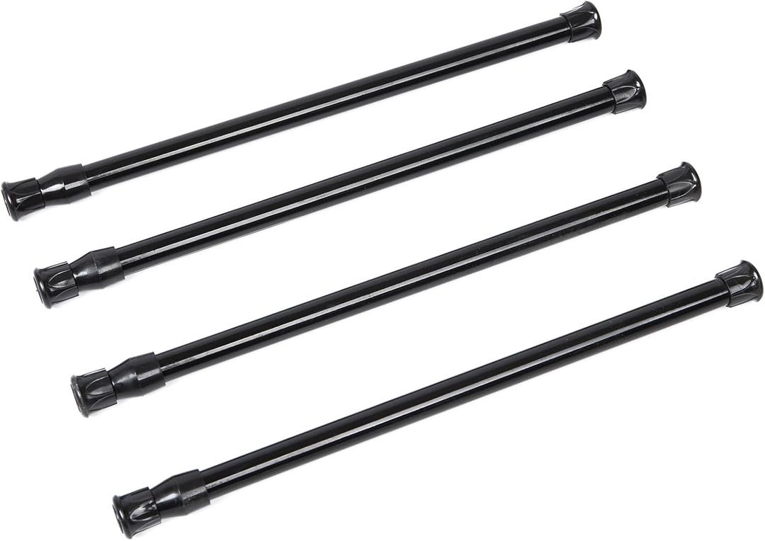 Tension Curtain Rod 28 to 48 Inch, 4pcs Black Tension Rod Adjustable Curtain Rod Curtain Tension Rod Spring Tension Curtain Rod No Drill Shower Curtain Rod