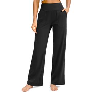 Soothfeel Wide Leg Pants for Women Regular High Waist Stretch Yoga Work Dress Lounge Sweatpants with Pockets (Small, Black)