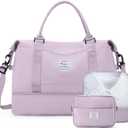 Weekender Bags for Women,Travel Duffle Overnight Bag with Shoe Compartment,Personal Item Carry On Bag,Purple,Extra Large,3 Pcs Set