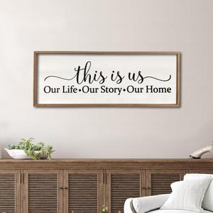 This Is Us Sign Wall Decor for Bedroom 40''15'' Large Vintage Framed Wooden Modern Farmhouse Room Rustic Family Sign Wall Art Hanging Home Decor (Wood White)