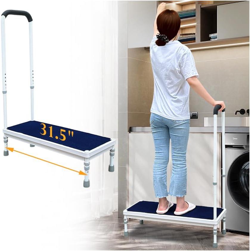 Medical Step Stool with Handle Bed Steps for High Beds for Adults Elderly 3-in-1 Safety Bed Handle Bedside Assist Handicap Wide Foot Step Stool for Bedroom, Bathtub, Car (31.5" Stool)