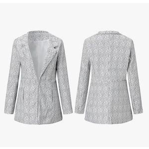 Women's Solid Color Pocket Long Sleeve Open Front Coat, Office Jacket Outwearm, Anti-Static