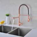 Avola Classical Copper Kitchen Faucet with Pull Down Sprayer, Rose Gold Kitchen Sink Faucet with Pot Filler Single Handle Commercial Tap for Bar Laundry RV Utility Sink