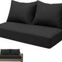 Outdoor Loveseat Cushion Set, 46 x 24 inch Waterproof Oxford UV Resistant and Fade Resistant Patio Furniture Couch Cushion, Deep Seat Cushions for Patio Couch, Bench and Swing Chair, Black
