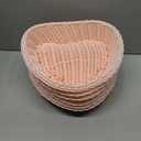 Qinyoung 6 Pcs Valentine's Day Heart Shaped Gift Baskets Heart Woven Valentine's Day Storage Basket Vegetable Fruit Bread Snack Serving Bowl Candy Tray for Desktop Home Office Storage Decoration