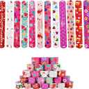 Valentine Slap Bracelets for Kids Valentines Day Slap Bracelets Bulk for Boys and Girls Holiday Slap Bracelet Party Favors Supplies Classroom Prizes Exchanging Gifts (48)