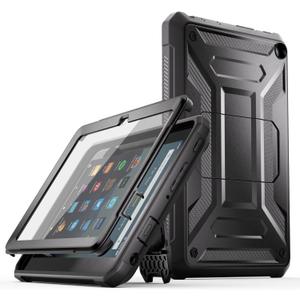 Fire HD 8 & HD 8 Plus Tablet Case (Only 12th Gen,2024/2022) - DJ&RPPQ [Light-Duty] Full Body Rugged Cover with Built-in Screen Protector for Kindle Fire HD 8 Kids Tablet & Kids Pro Tablet - Black