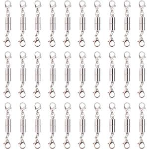 30 Pieces Silver Magnetic Jewelry Locking Clasps Necklace Clasps and Closures Bracelet Lobster Clasp Connector for DIY Necklace Bracelet Jewelry Making Supplies