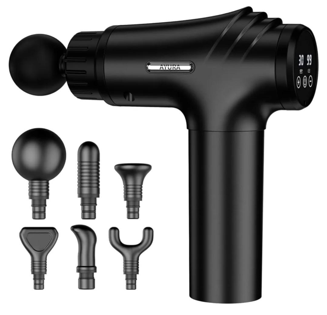 AYURA Massage Gun Deep Tissue, Muscle Massager Gun for Pain Relief, Percussion Massage Gun with 30 Speeds & 6 Heads, Portable Handheld Back Massage Gun for Athlets Men Women