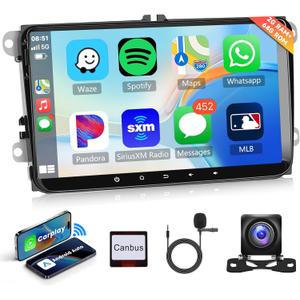 4Core 2G+64G 9 Inch Android Car Stereo Radio Carplay for VW Passat Jetta Tiguan Golf MK5 MK6 T5 EOS Polo, Rimoody Touchscreen Android Auto GPS Navigation Bluetooth FM SWC Backup Camera