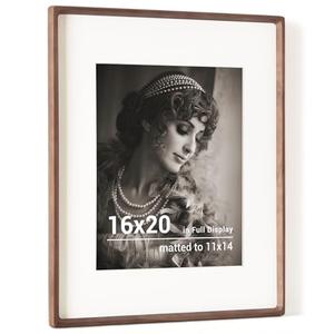 16 x 20 Picture Frame, USA-Sourced Walnut Wood Photo Frame with HD Tempered Glass, Handcrafted Rounded Corner 16x20 Wooden Frame Matted to 11x14 Photos, Horizontal or Vertical Wall Display 16 x 20 Picture Frame, USA-Sourced Walnut Wood Photo Frame with HD Tempered Glass, Handcrafted Rounded Corner 16x20 Wooden Frame Matted to 11x14 Photos, Horizontal or Vertical Wall Display