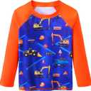 WAWSAM Boys Rash Guard Swim Shirts Long Sleeve UPF 50+ Swimwear Quick Dry Toddler Rash Guard for 4-6 Years