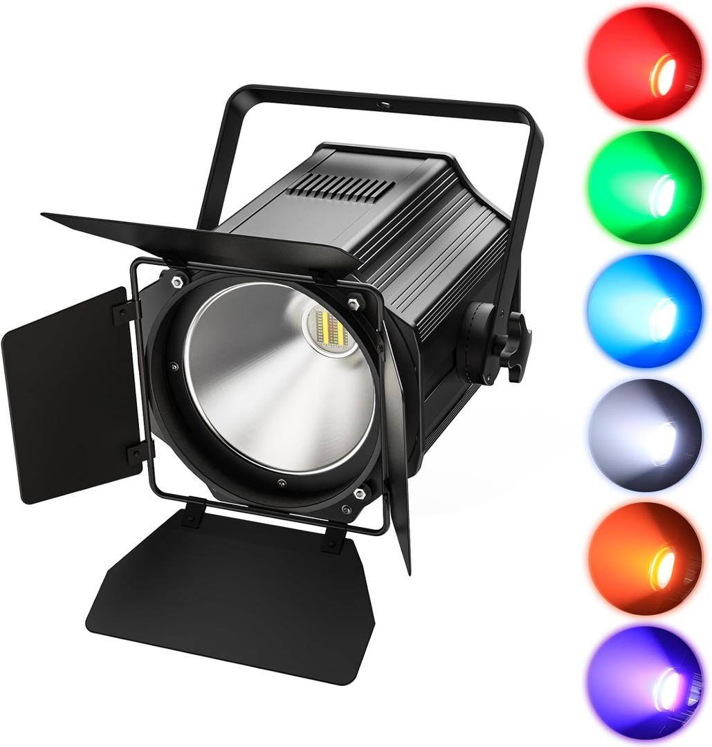 Stage Lights with Barn Doors, 200W LED Par Can Lights, 6 in 1 COB Spotlights RGBWA+UV DMX512 Sound Activated Uplights for Parties Events Wedding Theater Church Concert Dance (1Pc)