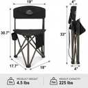2 Pack Folding Camping Tripod Stool with Backrest & Cup Holder, Lightweight Portable Outdoor Chairs for Adults, Compact 3-Leg Seat for Fishing, Hunting, Hiking & Travel w/Bag - Black, Medium