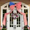 4th of July Decorations Outdoor - 6.5FT Giant Patriotic Bow - Fourth of July Memorial Day Patriotic Decor - Stars and Stripes Hanging Bow for Independence Day 250th Anniversary Indoor Outdoor Decor