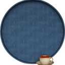 HofferRuffer Large Round Serving Tray 24'', Elegant Faux Leather Circle Ottoman Table Tray, Serve Tea Coffee Breakfast in Bedroom Living Room Kitchen (Blue)