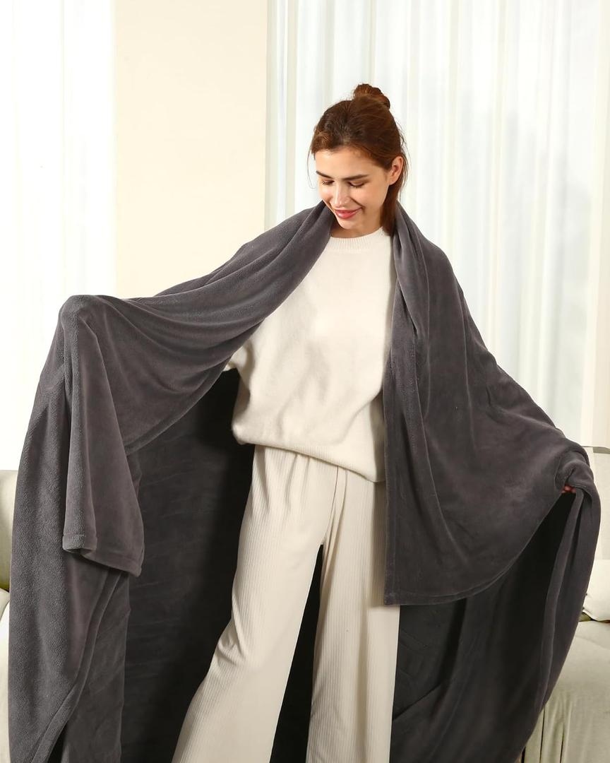 Electric Blanket Full Size - 72"x84" Cozy Coral Fleece Full Size Heated Blanket with Overheat Protection, Fast Heating Blanket with 6 Heating Levels & 1-10 Hours Adjustable Timer, Dark Gray