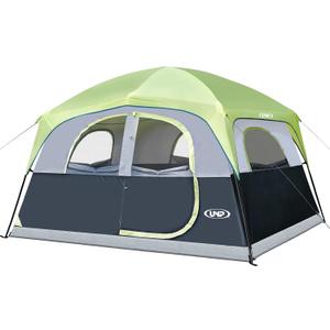 UNP Tents 6 Person Waterproof Windproof Easy Setup,Double Layer Family Camping Tent with 1 Mesh Door & 5 Large Mesh Windows -10'X9'X78in(H) (Fluorescent green)