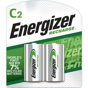 Energizer Rechargeable C Batteries, Recharge C Battery Precharged, 2 Count