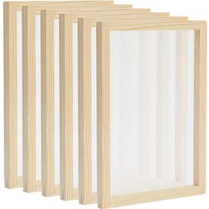 Bright Creations 6 Pack 10x14 Wood Silk Screen Printing Frame Kit for Beginners and Kids, 110 White Mesh for Screen Printing - Wood Frame