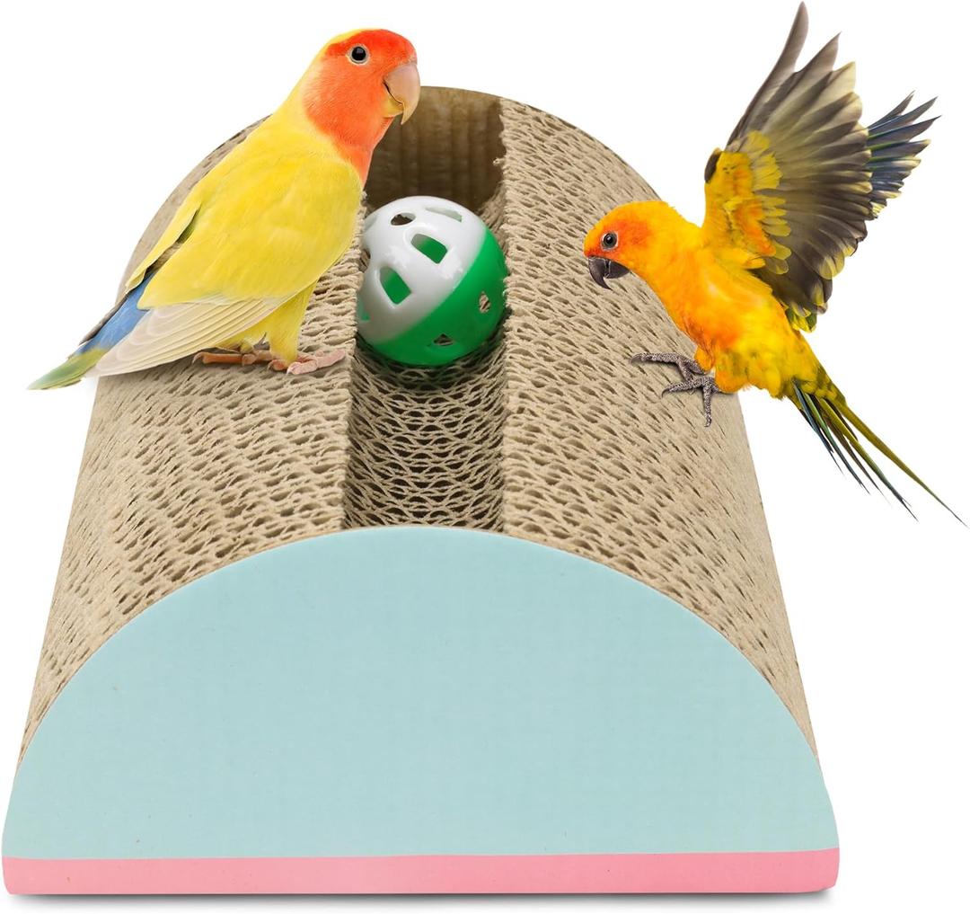 Parrot Cardboard Toy with Jingle Bells Bird Cage Perches Toy for Small to Regular Parrot Toys Bird Amazon, Grey Parrots, Parakeets,Macaw (MEDIUM size)