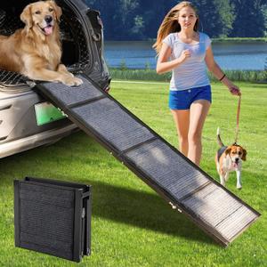 Dog Ramp for Car,350LB 67" Long & 20" Wide ramp for Dogs to get in car, Folding Dogs Ramps for Large Dogs with Non-Slip Rug Surface, Dog ramp for Truck, SUV, Dog Steps for Bed, Adjustable Dog ramp