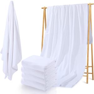 Breling 4 Pieces Sublimation Blank Bath Towel Microfiber Polyester Thick Towel Absorbent White Towel for Sublimation DIY Home Bathroom Beach, 60 x 27 Inch