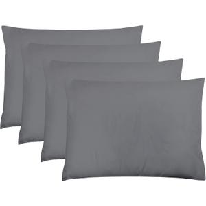 ZPECC Dark Gray Pillow Cases King Size Set of 4, 20x36 Envelope Closure Pillowcases, Soft Plain Brushed Microfiber Covers Hypoallergenic Breathable