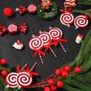 24pcs Christmas Candy Ornament, Plastic Peppermint Candy Cane Decorations with Hanging Loop for Xmas Home Party Supplies (Red, White)