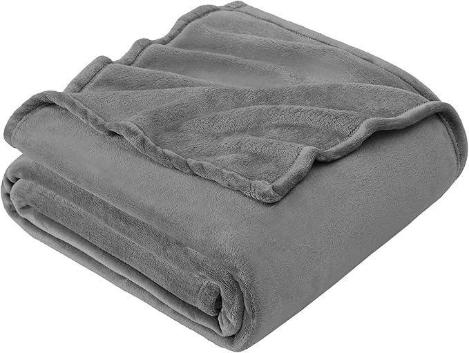 Fleece Grey Throw XL Blanket, Super Soft Flannel Fuzzy Plush Cozy Blanket for All Seasons, Grey, Throw XL 50x70 Inches
