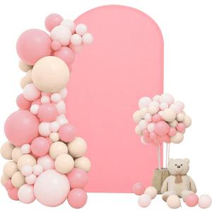 Wedding Arch Cover 6.6FT Stretchy Fitted Arch Cover Round Top Stand Covers Double-Side Chiara Cover Backdrop Cover for Wedding Birthday Party Ceremony Baby Shower Decoration(Dusty Rose)