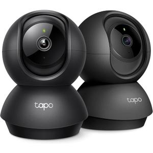 Tapo 2K Indoor Pan/Tilt Wired Security Camera - Works as a Baby Monitor & Pet Camera, Motion Detection, 2-Way Audio, Siren, Night Vision, No-Subscription Local Storage or Optional Cloud, C211 (2-Pack)