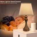 Seealle Touch Lamps for Nightstand - Bedside Lamps Set of 2, 3 Way Dimmable, USB C+A for Bedroom & End Tables (Brown&Oat)