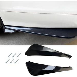 2PCS Universal Rear Diffuser Car Spoiler, Rear Bumper Lip Canard Diffuser Body Spoilers Black Lip Side Skirt Spoiler Splitter Wrap Angle Protector Exterior Decoration Kit Anti-Scratch (Smooth Black)