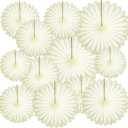 20 Pcs Cream White Hanging Paper Fan, Hanging Honeycomb Round Paper Fans for Weddings, Birthdays, Christmas, Baby Showers, Classroom, Events Ceiling Party Supplies Decorations