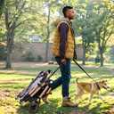 Dog Stroller for Max 45 lbs Dogs - 3 in 1 Pet Stroller with Detachable Storage Basket 4 All-Terrain Rubber Wheels Pull Rod Durable Travel Carrier for Medium Dogs 2 Small Cats (Grey)