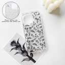 NITITOP Compatible with iPhone 16 Pro Case Clear with Card Holder Cute Floral Flower Leaves Design for Women Girls Slim TPU and Hard Back Bumper Wallet Shockproof Protective Cover - Black
