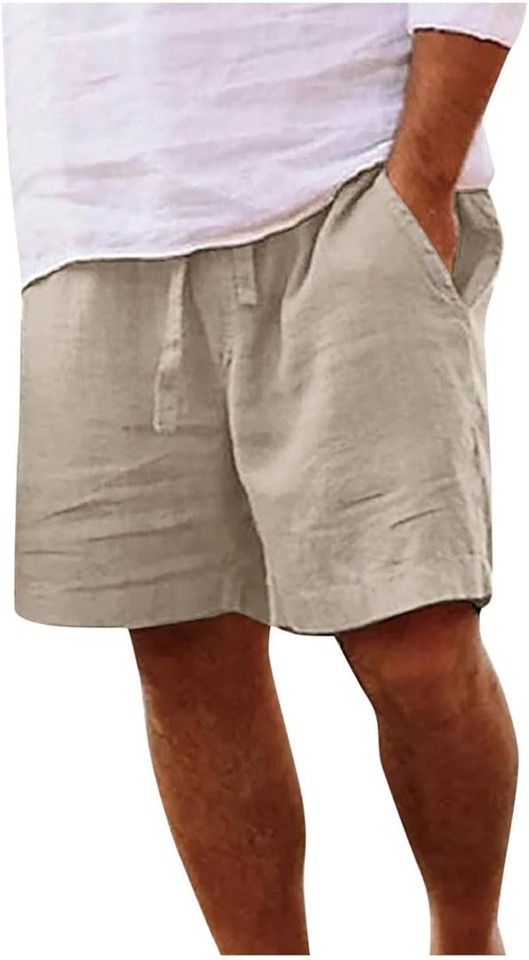 Mens Knee Length Pants Elastic Waist Drawstring Lounge Shorts Solid Loose Fit Sweatpants Comfy Shorts with Pocket S